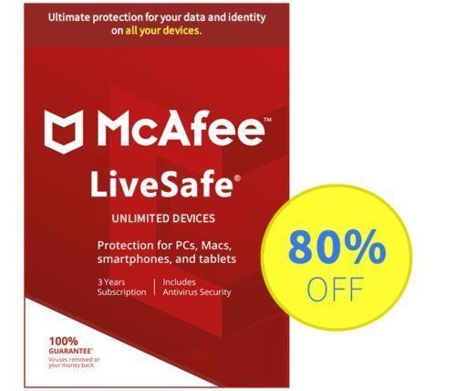 Product picture McAfee LiveSafe 2020 Antivirus -1 Year Unlimited Subs